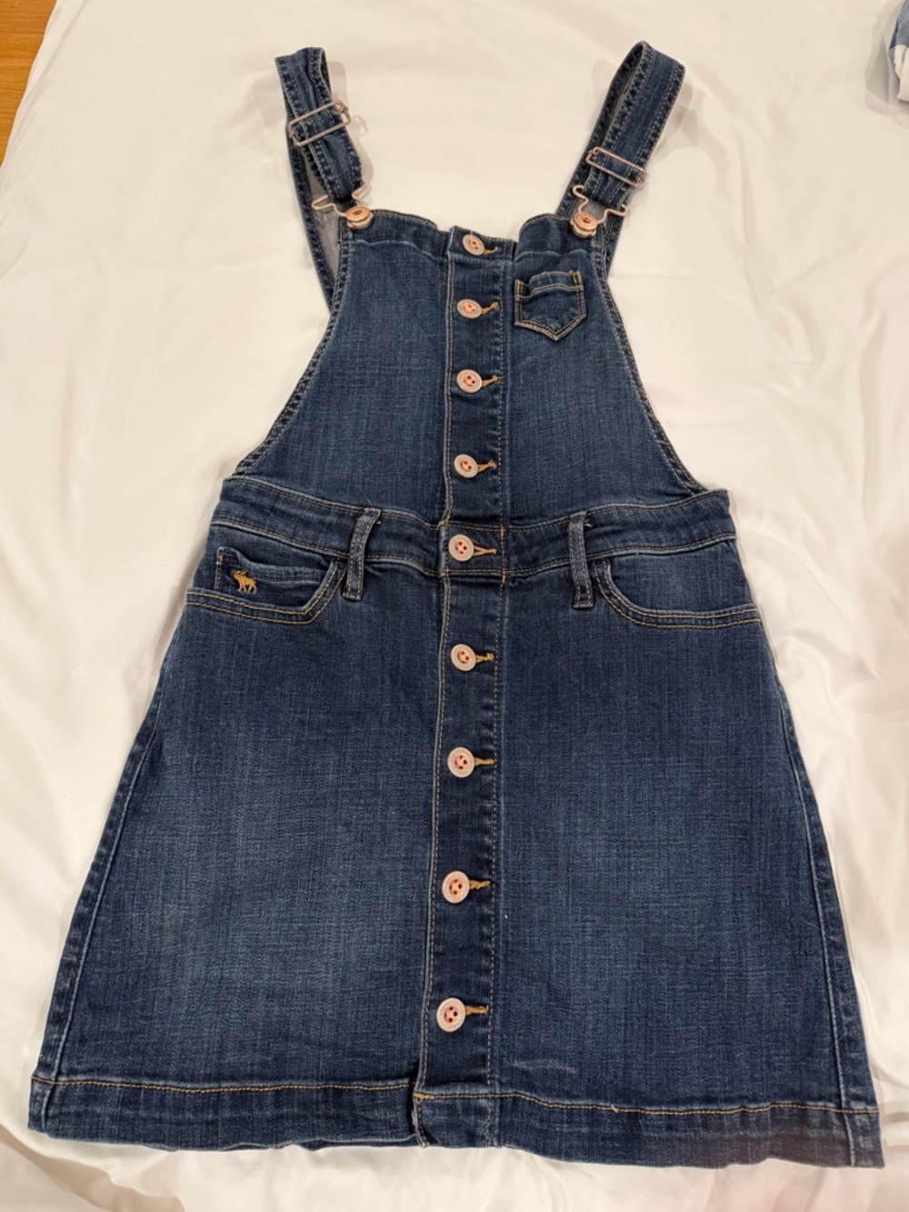 abercrombie kids Dark Blue Denim Button-Front Overall Dress